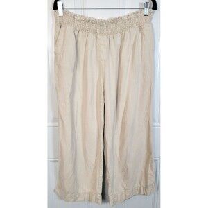 Land 'n Sea Plus Size Linen Blend Wide Leg Cropped Pants Sized 1X